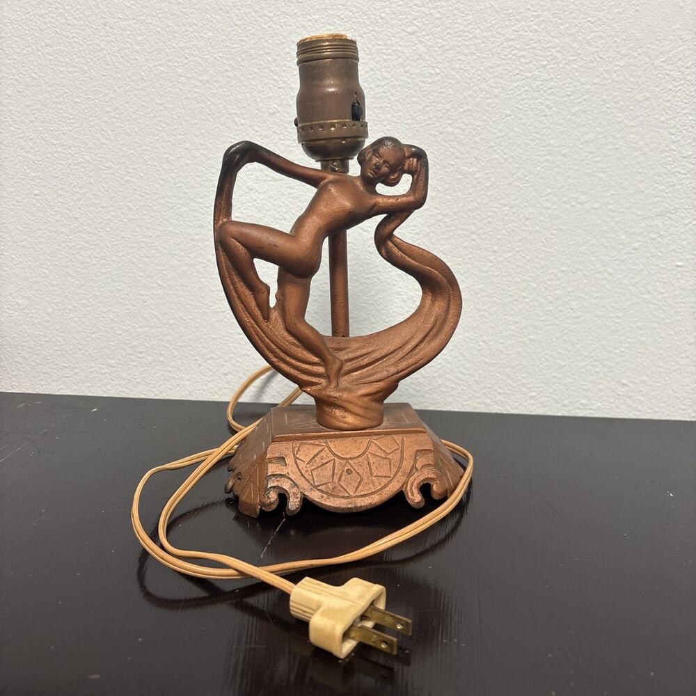 Antique Art Nouveau Dancing Woman Figurine Table Lamp Cast AS 714 AS 689